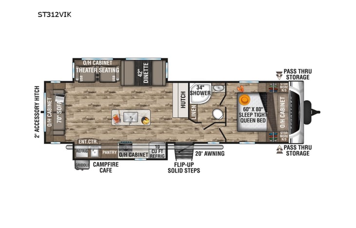 Representative floor plan provided by a trusted RVshare partner.