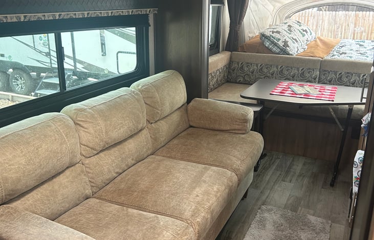 Couch folds down for additional bed