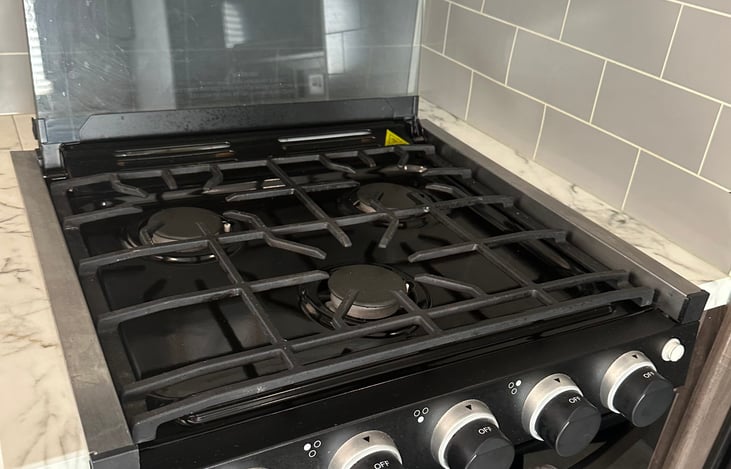 Three burner propane stove top.