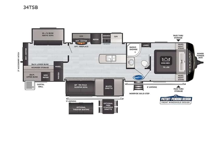 Representative floor plan provided by a trusted RVshare partner.