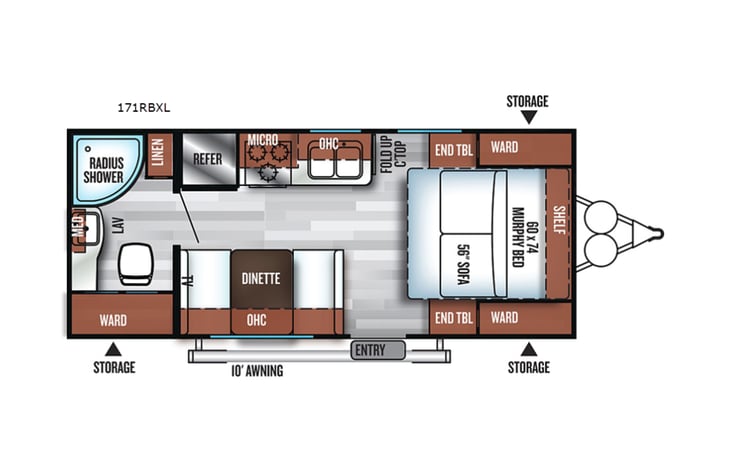 Representative floor plan provided by a trusted RVshare partner.