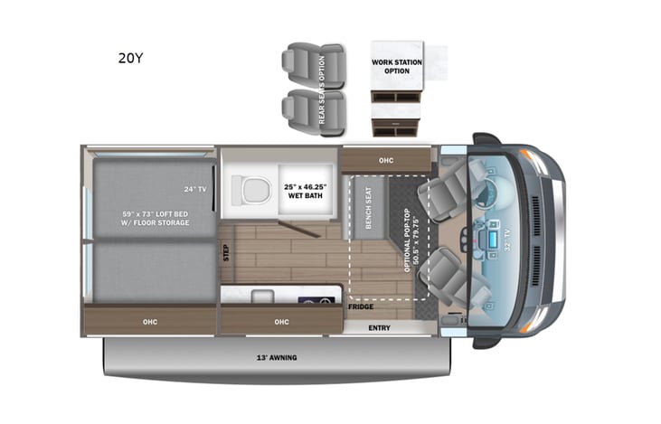 Representative floor plan provided by a trusted RVshare partner.