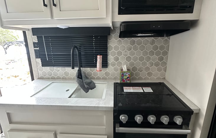 sink, microwave, stove