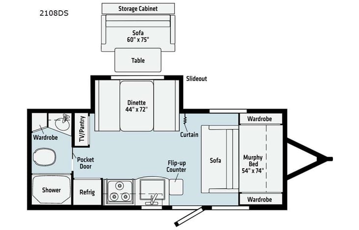 Representative floor plan provided by a trusted RVshare partner.