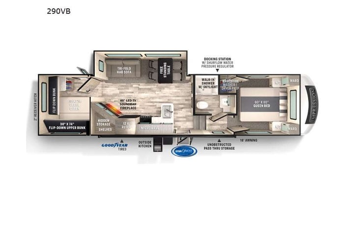 Representative floor plan provided by a trusted RVshare partner.