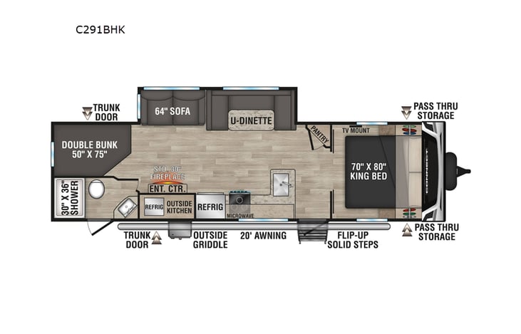 Representative floor plan provided by a trusted RVshare partner.