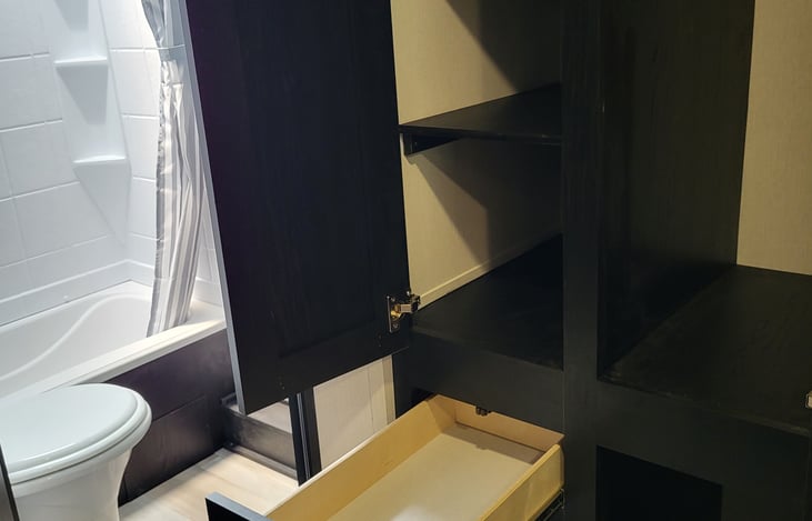 Interior of wardrobe/pantry storage.