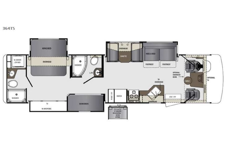 Representative floor plan provided by a trusted RVshare partner.