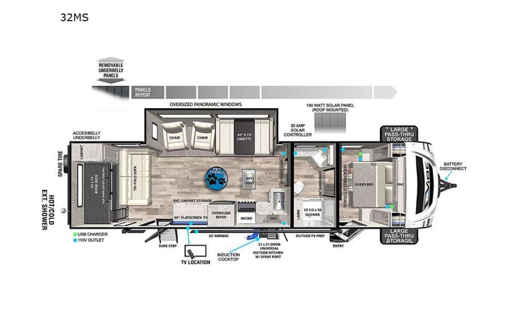 Representative floor plan provided by a trusted RVshare partner.