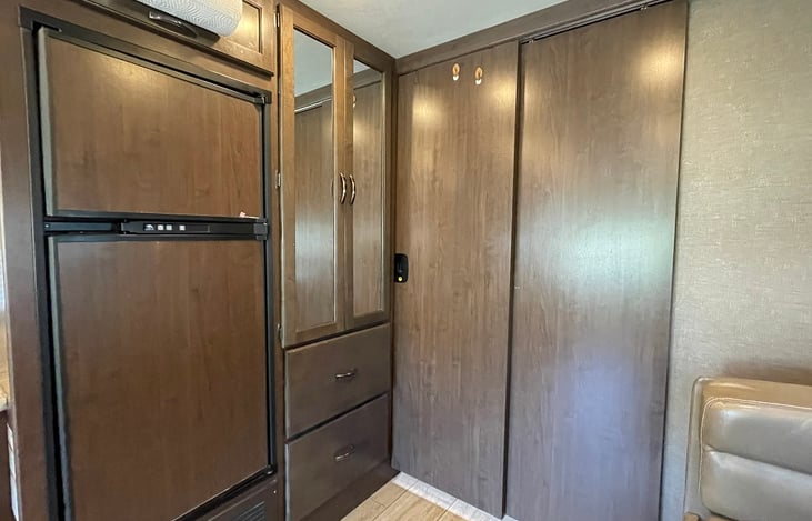 Pocket doors for bedroom privacy.