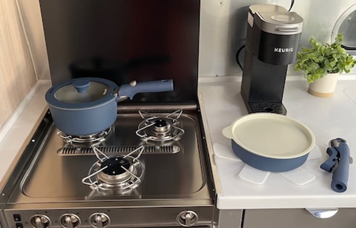 Pots and pans double as fridge storage!