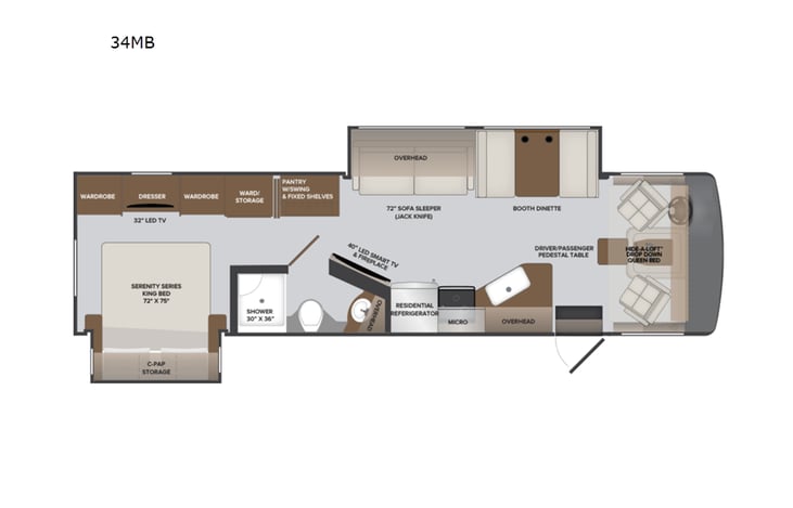 Representative floor plan provided by a trusted RVshare partner.