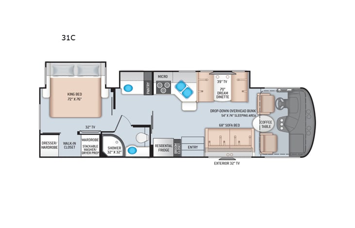Representative floor plan provided by a trusted RVshare partner.