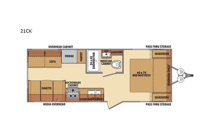Representative floor plan provided by a trusted RVshare partner.