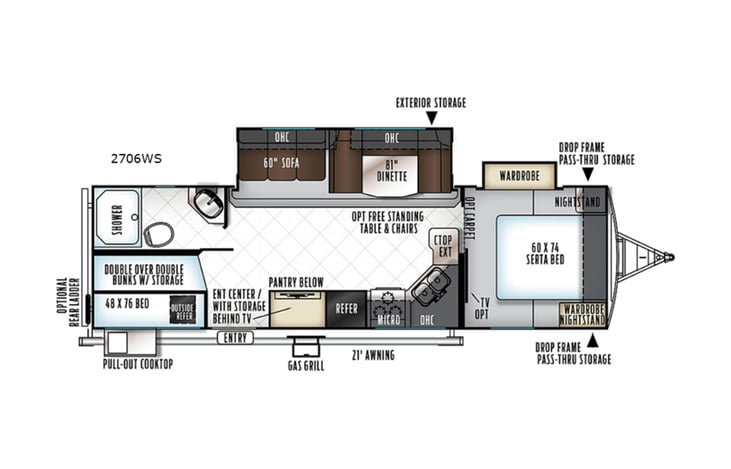 Representative floor plan provided by a trusted RVshare partner.
