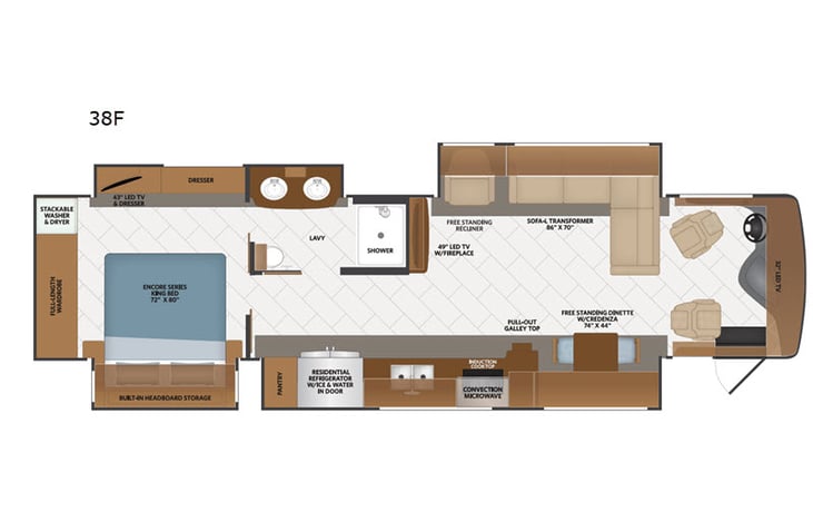 Representative floor plan provided by a trusted RVshare partner.