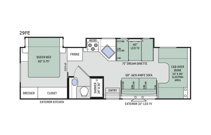Representative floor plan provided by a trusted RVshare partner.
