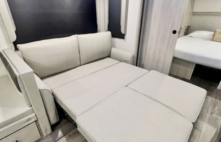 Sofa turns into bed that can sleep 2