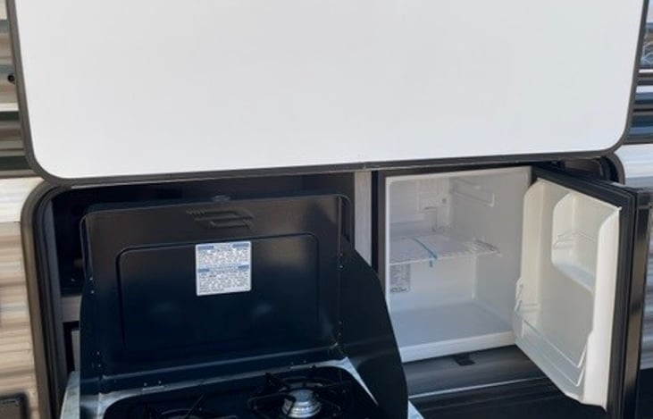 Outdoor cooking and mini fridge