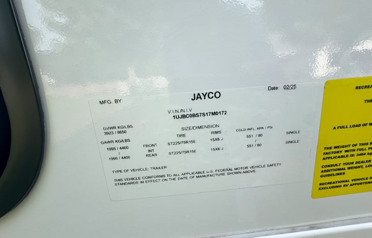 Gross trailer weight 8650lbs