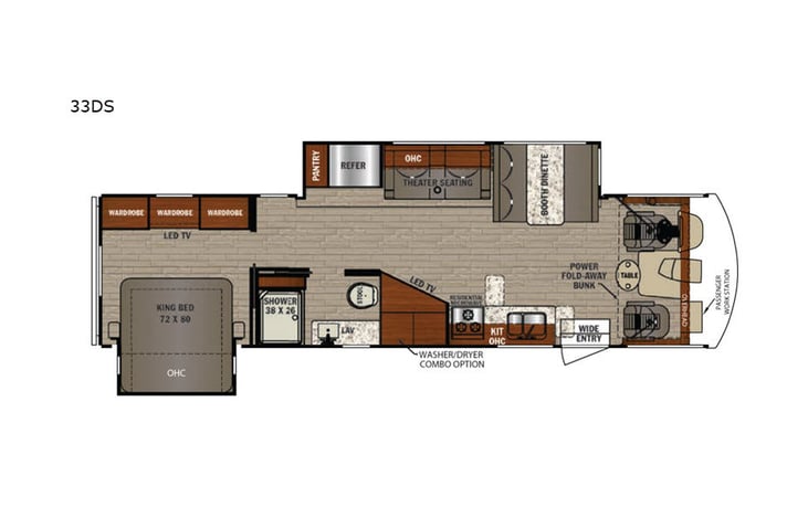 Representative floor plan provided by a trusted RVshare partner.