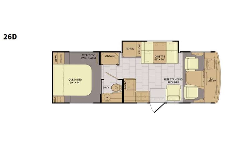 Representative floor plan provided by a trusted RVshare partner.