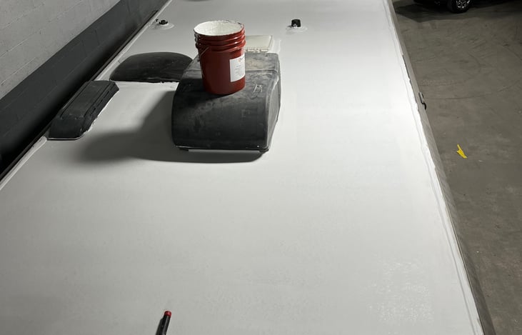 3 coats of insulating paint keeps the coach SO much cooler in the sun 😎