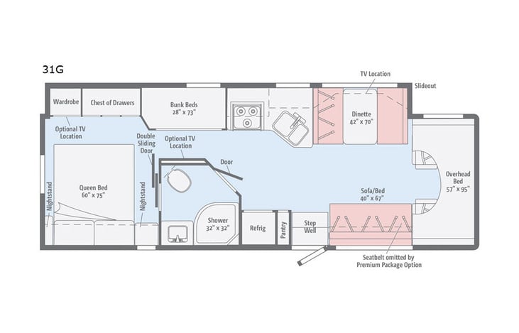 Representative floor plan provided by a trusted RVshare partner.