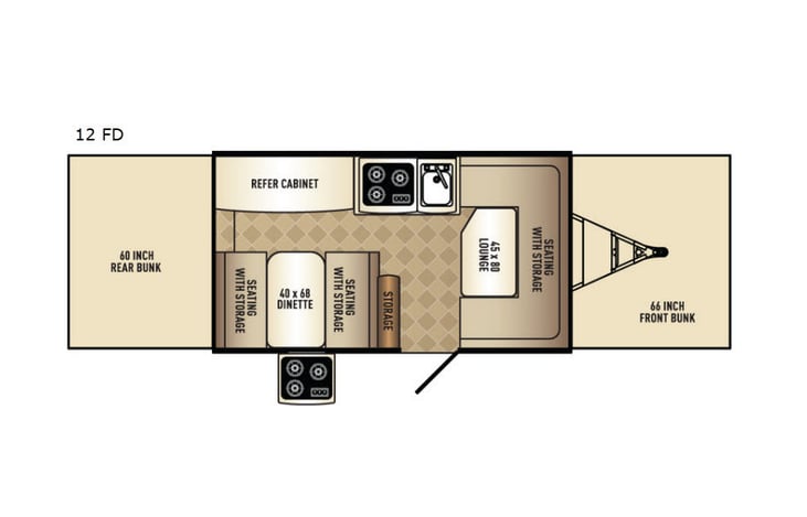 Representative floor plan provided by a trusted RVshare partner.