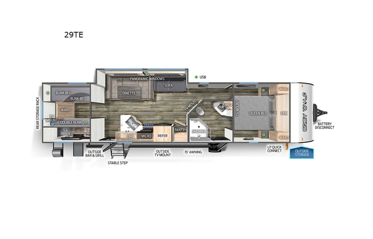 Representative floor plan provided by a trusted RVshare partner.