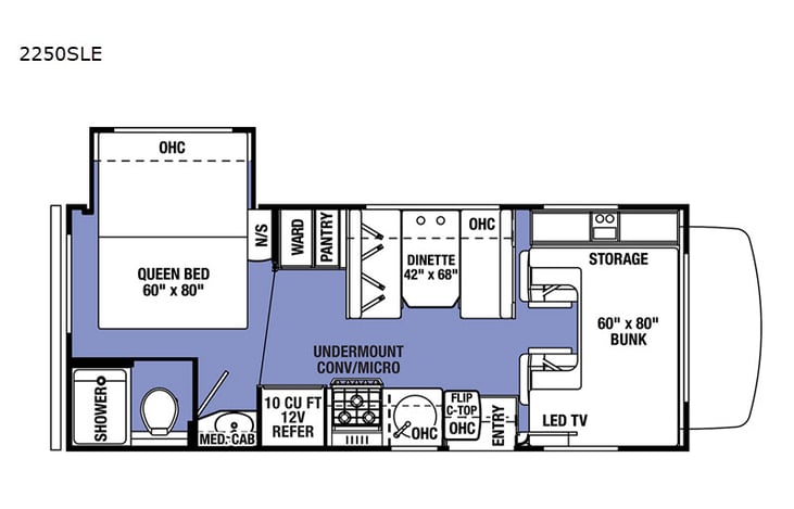 Representative floor plan provided by a trusted RVshare partner.