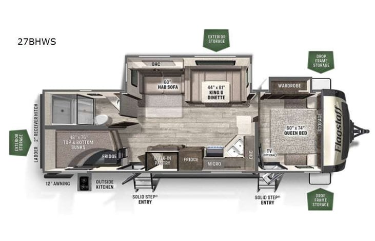 Representative floor plan provided by a trusted RVshare partner.