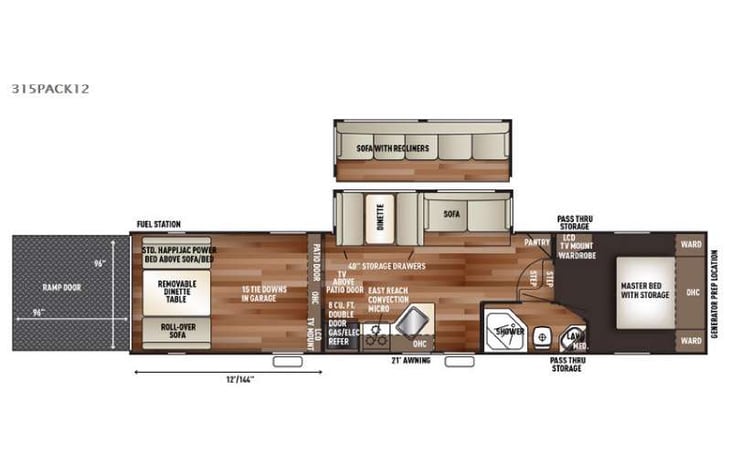 Representative floor plan provided by a trusted RVshare partner.