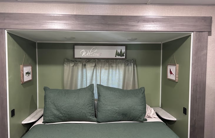 Master Private Queen suite with dedicated AC that is super cold! Also has a massive closet with full length mirror and utility closet.
