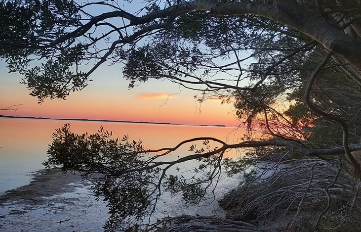 Sunset over the Island from Rackclif Trail