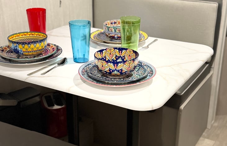 plates, and glasses and all you need to enjoy a meal