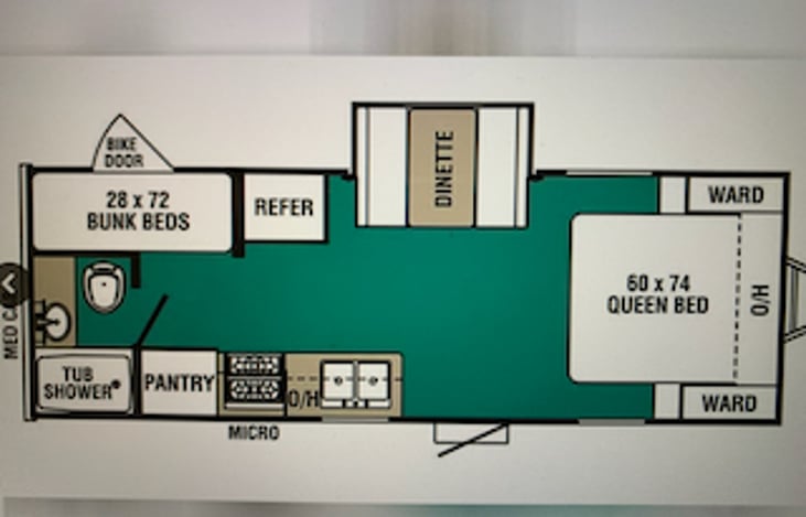 Has refrigerator with a freezer! With lots of pantry space!