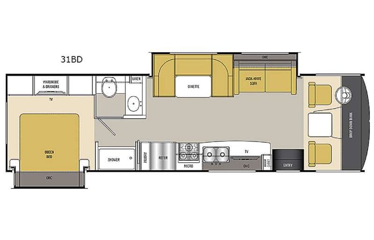 Representative floor plan provided by a trusted RVshare partner.