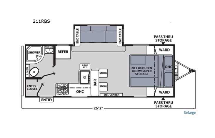 Representative floor plan provided by a trusted RVshare partner.