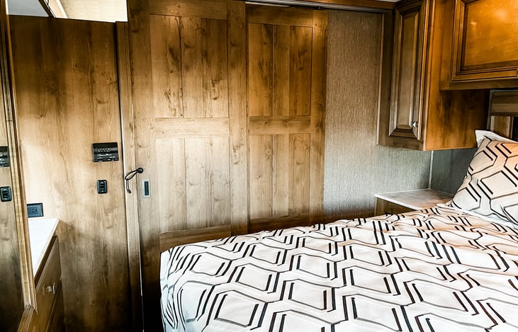 Master bedroom with privacy doors