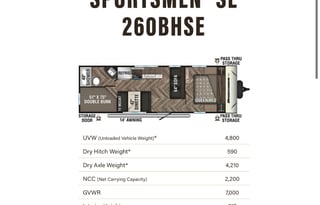 2020 KZ Sportsmen Classic SE 260BHSE
