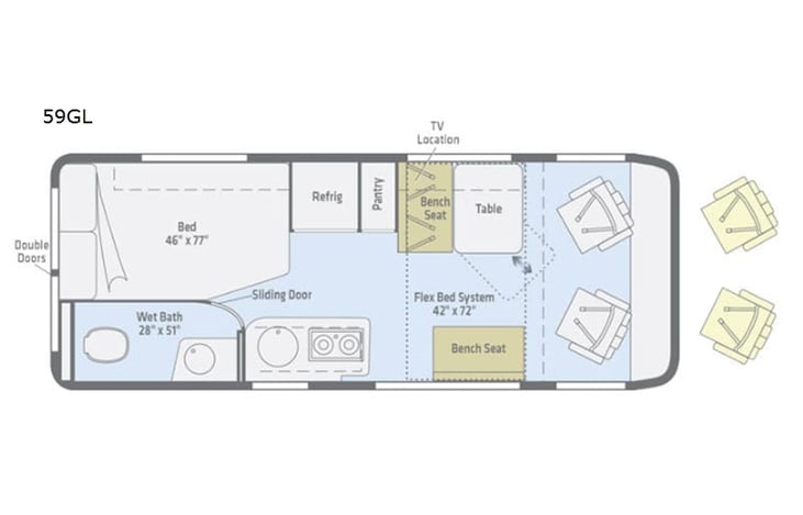 Representative floor plan provided by a trusted RVshare partner.