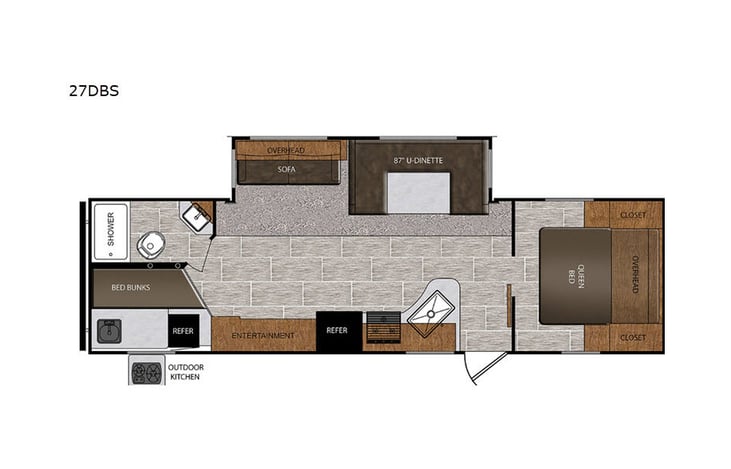 Representative floor plan provided by a trusted RVshare partner.