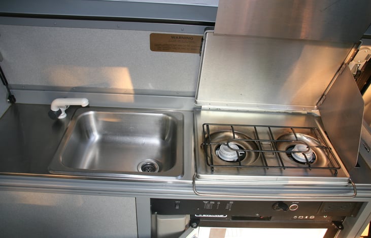 Sink and 2-burner stove