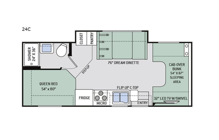 Representative floor plan provided by a trusted RVshare partner.