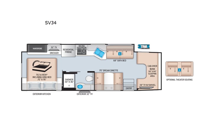 Representative floor plan provided by a trusted RVshare partner.