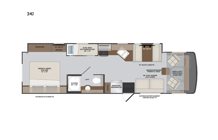 Representative floor plan provided by a trusted RVshare partner.