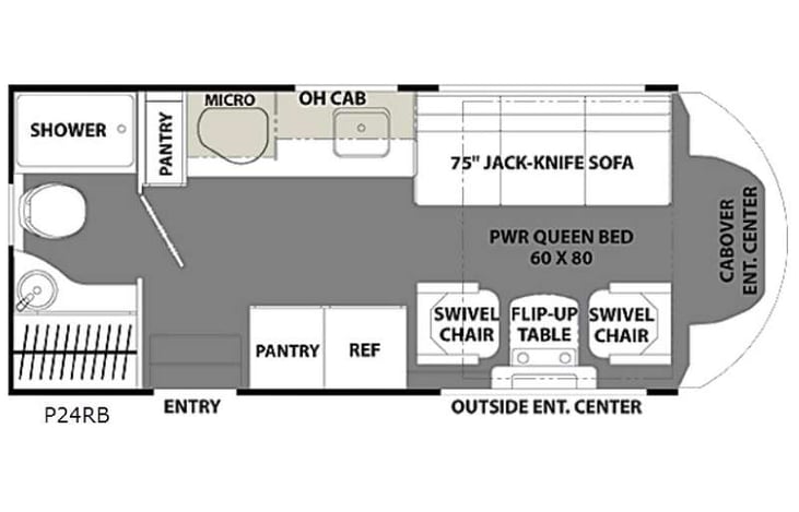 Representative floor plan provided by a trusted RVshare partner.