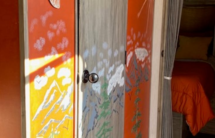 Privacy door to bathroom.  Custom Art included.