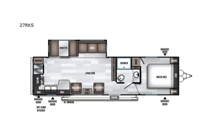 Representative floor plan provided by a trusted RVshare partner.